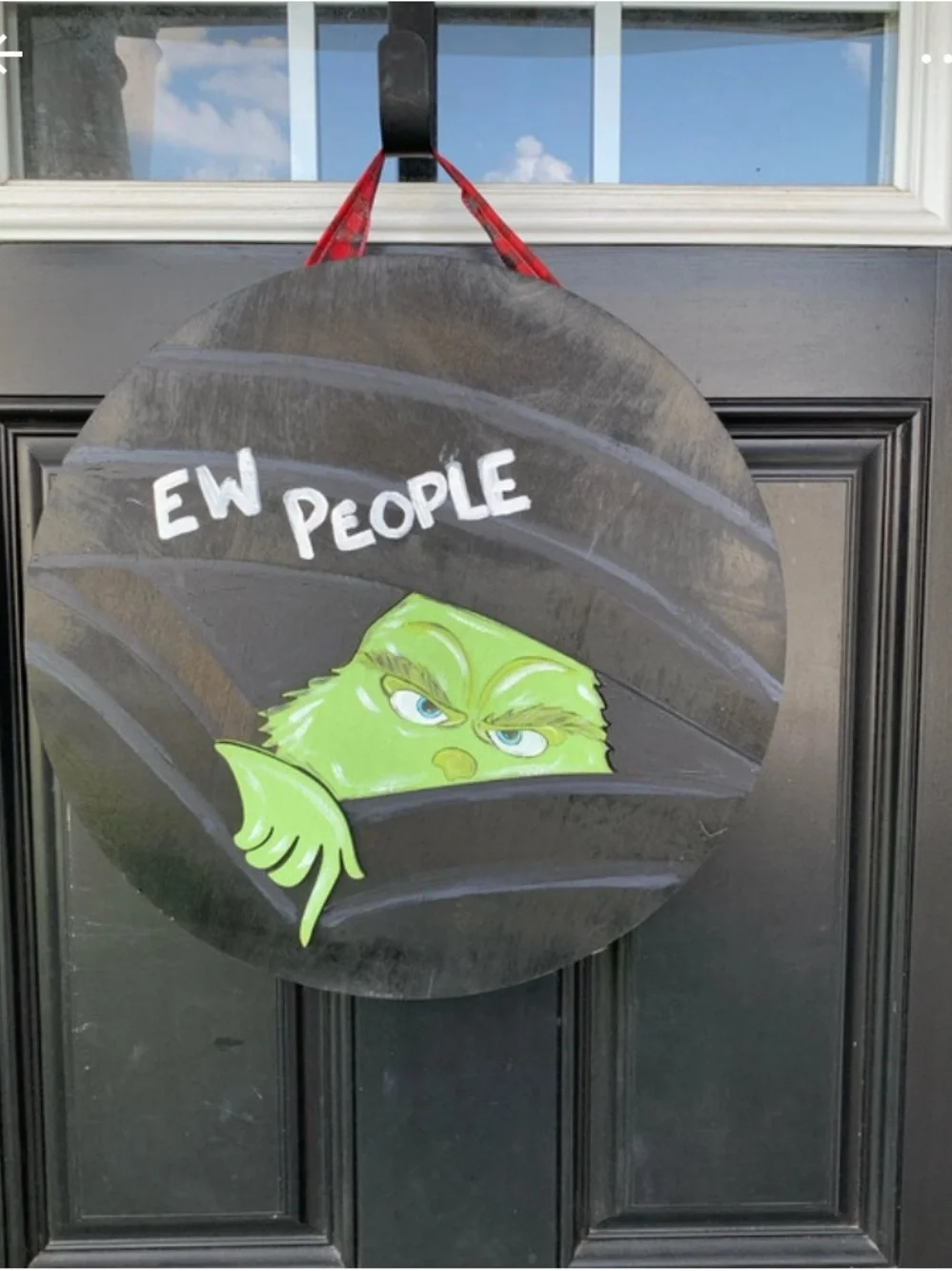Green Grinch 'Ew People' Door Hanger
